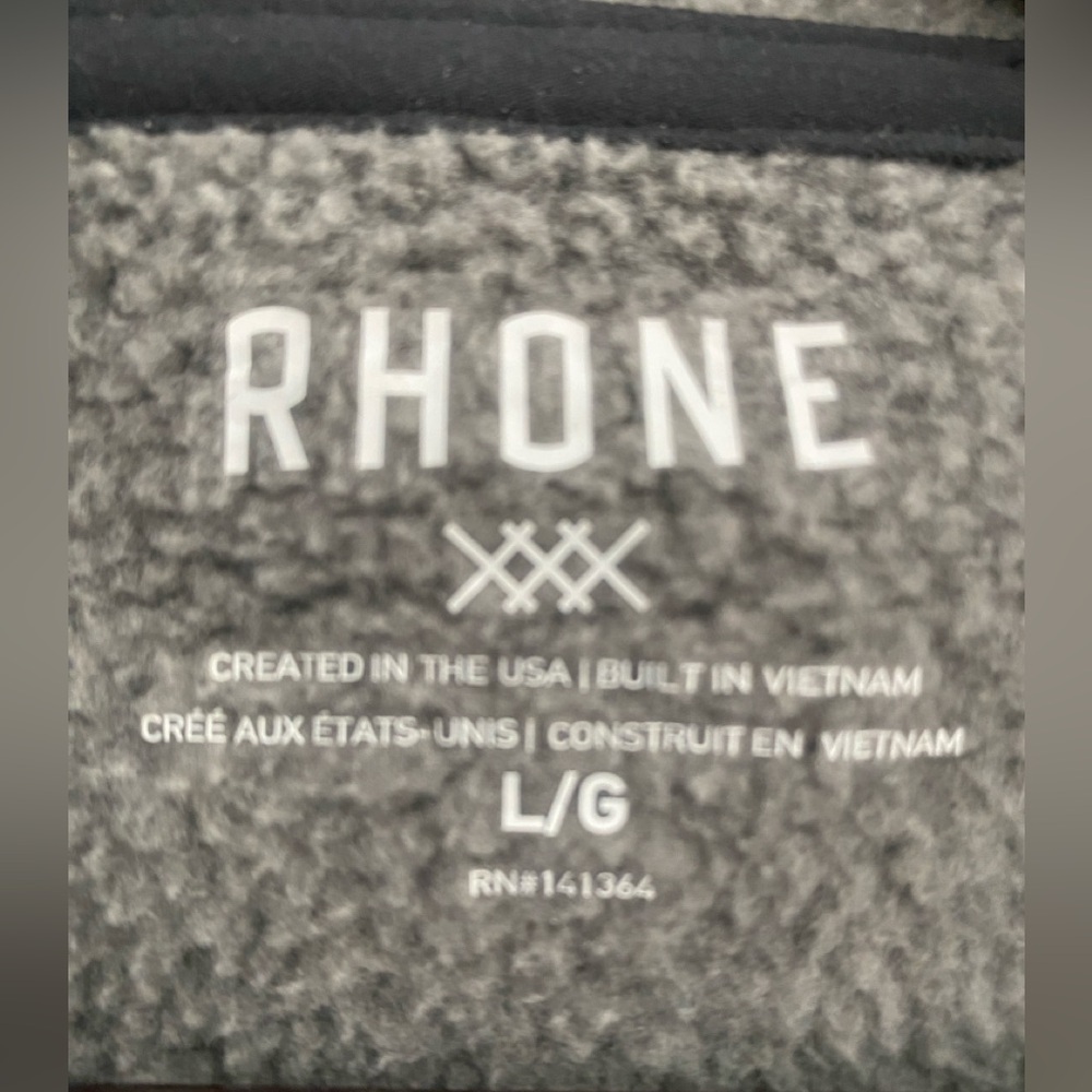 Rhone Men’s Full Zip Hoodie Large Gray Performance Fleece Hooded Sweatshirt - Picture 7 of 7